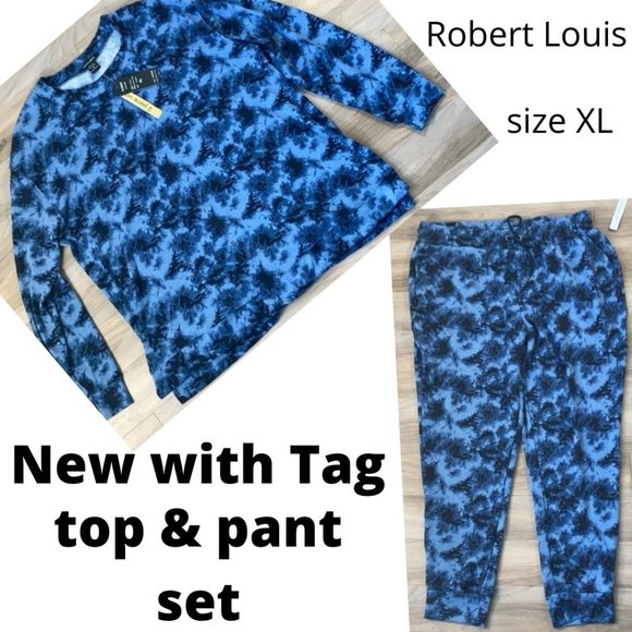 Robert Louis top & pant 2 pc set tie dye print size XL - Picture 1 of 17